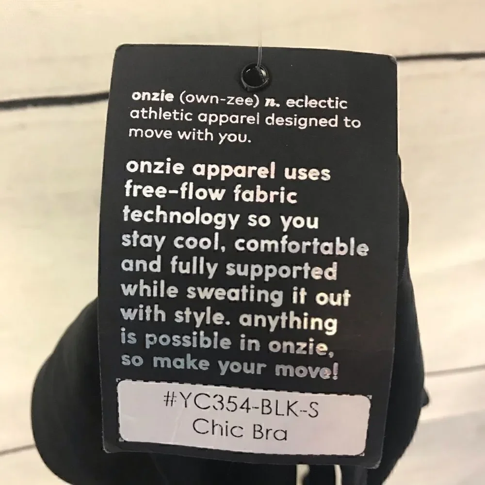 NEW! Onzie Chic Yoga Sports Bra Black Sz Small